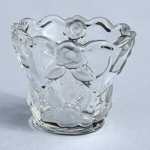 Vintage Mikasa Germany Crystal Bella Rosa Glass Clear  Frosted Votive 3" Tall